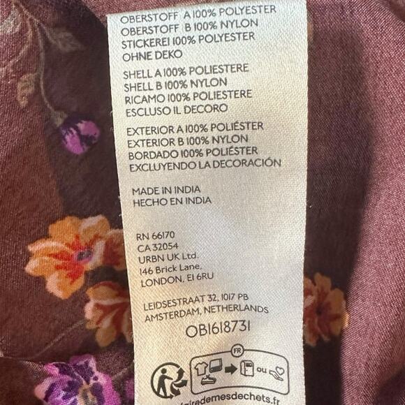 Free People Dainty Lace Retro 90s Butterfly Babe Maxi Dress Brown Combo Medium - Picture 15 of 16